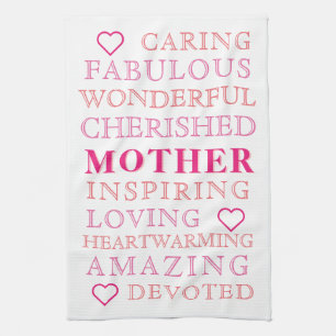 Linge De Cuisine Mère Typographie moderne Coeur rose