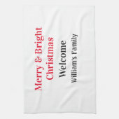 Linge De Cuisine Merry Bright Christmas ajouter nom de famille bien (Vertical)