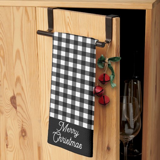 Linge De Cuisine Merry Christmas Black & White Buffalo Plaid
