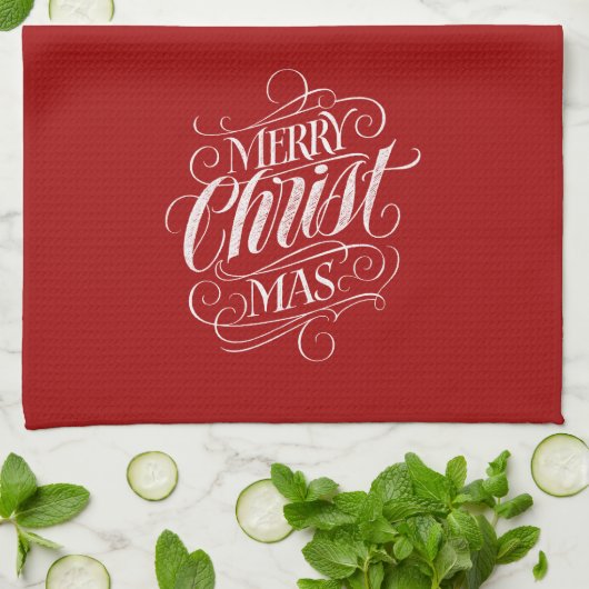 Linge De Cuisine Merry CHRISTmas Christian Chalkboard Calligraphie (Plié)