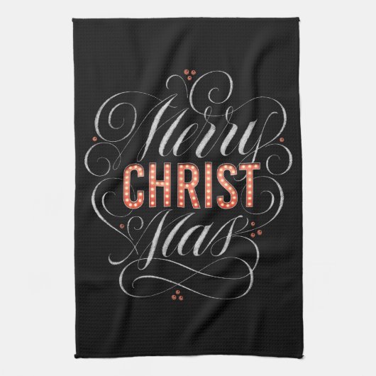Linge De Cuisine Merry CHRISTmas Christian Chalkboard Calligraphie (Vertical)