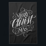 Linge De Cuisine Merry CHRISTmas Christian Chalkboard Calligraphie<br><div class="desc">Nous disons "Joyeux Noël" très souvent pendant la saison, mais parfois nous avons tendance à oublier d'où vient réellement cet accueil. Voici une pièce de main merveilleusement élégante, lettrée pour donner un petit coup de pouce en direction de Jésus. Art du calligraphe professionnel Ivan Angelic. Ce morceau de lettrage est...</div>