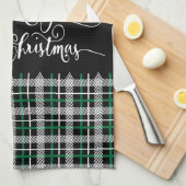 Linge De Cuisine Merry Christmas Deer - Green Plaid (Quart Plié)