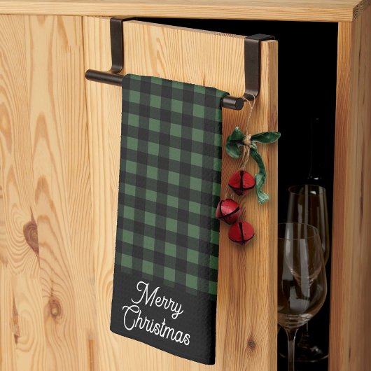 Linge De Cuisine Merry Christmas Green & Black Buffalo Plaid