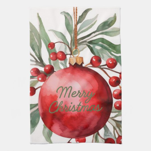 Linge De Cuisine Merry Christmas Ornament Kitchen Towel (Vertical)
