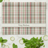 Linge De Cuisine Merry Christmas Plaid - rustic green red ivory (Plié)