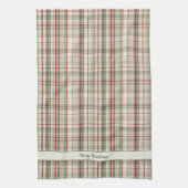 Linge De Cuisine Merry Christmas Plaid - rustic green red ivory (Vertical)