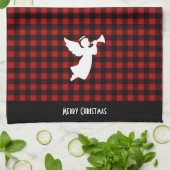 Linge De Cuisine Merry Christmas Red & Black Buffalo Plaid Angel (Plié)