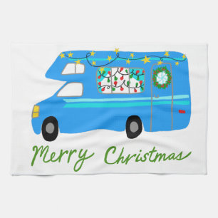 Linge De Cuisine MERRY CHRISTMAS Retro Camper Motorhome RV Xmas