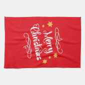 Linge De Cuisine Merry Christmas Typography Light Red White (Horizontal)