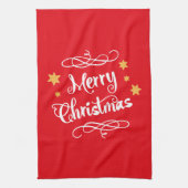 Linge De Cuisine Merry Christmas Typography Light Red White (Vertical)