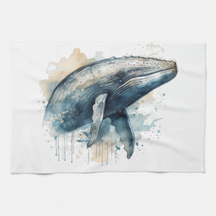 Linge De Cuisine Merveille de baleine à l'aquarelle