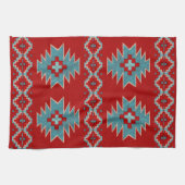 Linge De Cuisine Mesas sud-ouest Rouge et Turquoise (Horizontal)