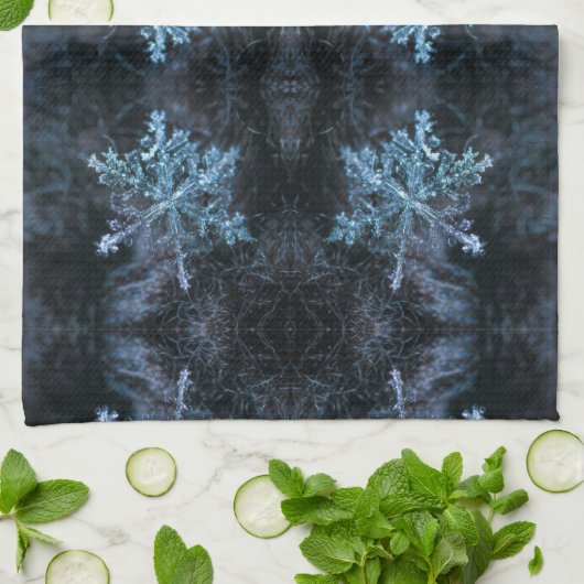 Linge De Cuisine Mesmorisation du flocon bleu chrystal de neige (Plié)