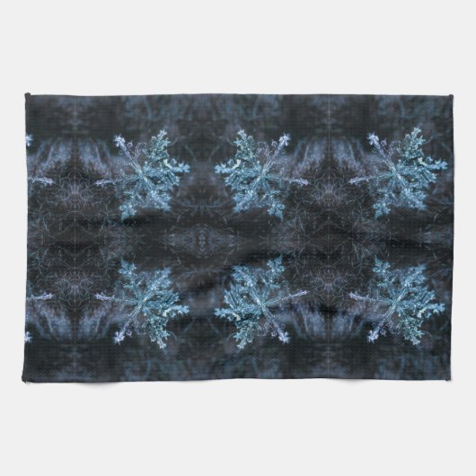 Linge De Cuisine Mesmorisation du flocon bleu chrystal de neige (Horizontal)