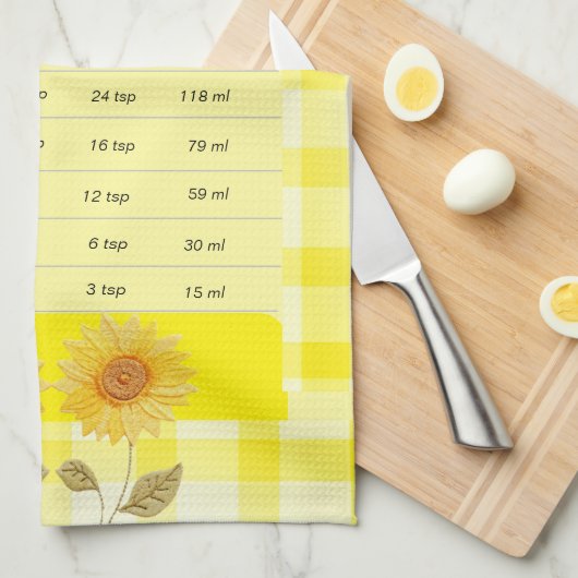 Linge De Cuisine Mesure Tournesol Jaune Gingham Logo (Quart Plié)