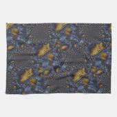 Linge De Cuisine Métal Moulé or et argent bleu (Horizontal)