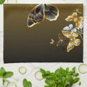 Linge De Cuisine Métamorphose dorée – Conception de papillon botani (Plié)