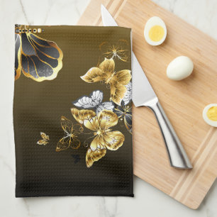 Linge De Cuisine Métamorphose dorée – Conception de papillon botani