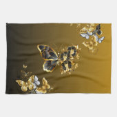 Linge De Cuisine Métamorphose dorée – Conception de papillon botani (Horizontal)