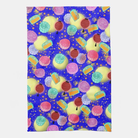 Linge De Cuisine Mi-automne fête mooncakes bleu (Vertical)