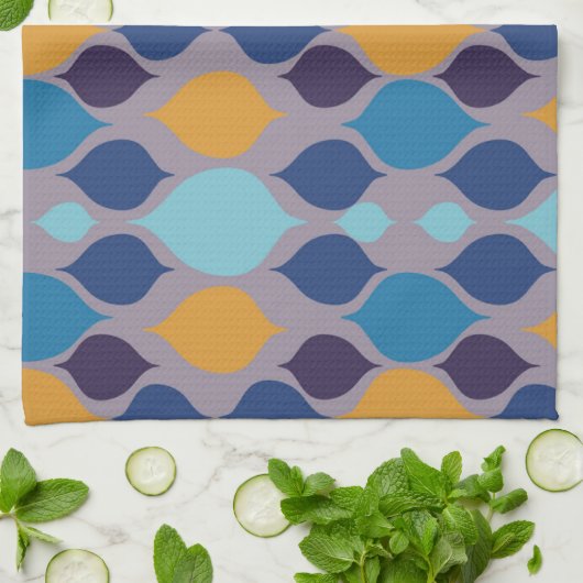 Linge De Cuisine Mi-siècle 1960 Géométrique Pastel (Plié)