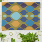 Linge De Cuisine Mi-siècle 1960 Géométrique Vert (Plié)