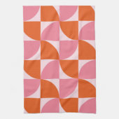 Linge De Cuisine Mi-siècle Abstrait Orange et Motif rose (Vertical)