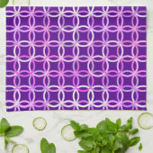Linge De Cuisine Mi-siècle Cercles modernes, améthyste et orchidée (Plié)