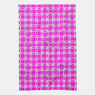 Linge De Cuisine Mi-siècle Cercles modernes, magenta, gris & blanc