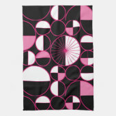 Linge De Cuisine Mi-siècle Cercles modernes Moitié rose noir (Vertical)