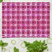 Linge De Cuisine Mi-siècle Cercles modernes, prune et orchidée rose (Plié)
