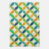 Linge De Cuisine Mi-siècle Cercles Vert Bleu Orange Motif (Vertical)