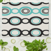 Linge De Cuisine Mi-Siècle Chaîne Moderne Liens Turquoise Noir (Plié)