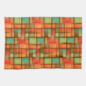 Linge De Cuisine Mi-siècle Moderne Abstrait Plaid Bleu Vert Rouge (Horizontal)