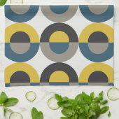 Linge De Cuisine Mi-siècle moderne bleu jaune Gunmetal (Plié)