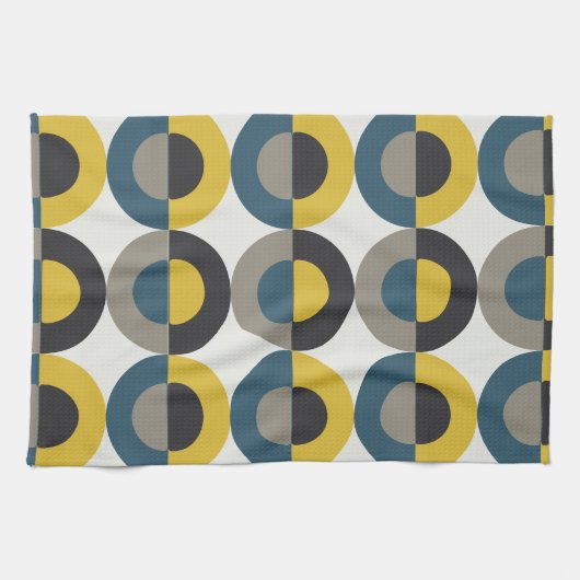 Linge De Cuisine Mi-siècle moderne bleu jaune Gunmetal (Horizontal)
