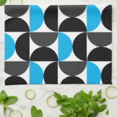 Linge De Cuisine Mi-siècle moderne bleu noir et gris (Plié)