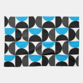 Linge De Cuisine Mi-siècle moderne bleu noir et gris (Horizontal)