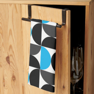 Linge De Cuisine Mi-siècle moderne bleu noir et gris