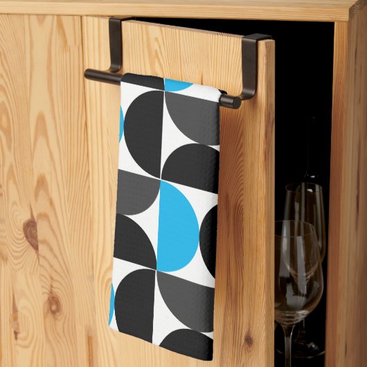 Linge De Cuisine Mi-siècle moderne bleu noir et gris (Pliage en tiers)