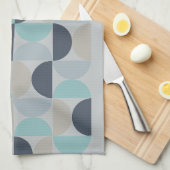 Linge De Cuisine Mi-siècle moderne bleu vert et gris (Quart Plié)