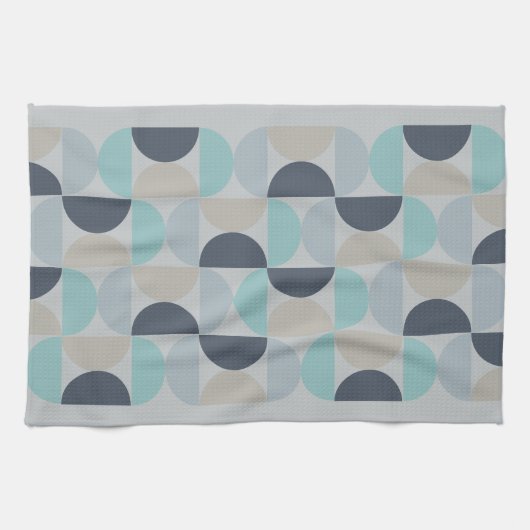 Linge De Cuisine Mi-siècle moderne bleu vert et gris (Horizontal)