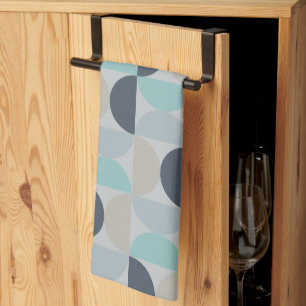 Linge De Cuisine Mi-siècle moderne bleu vert et gris