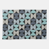 Linge De Cuisine Mi-siècle moderne bleu vert et gris (Horizontal)