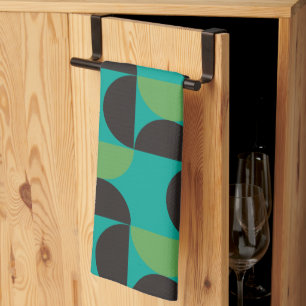 Linge De Cuisine Mi-siècle Moderne Brown vert et turquoise