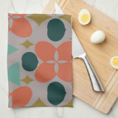 Linge De Cuisine Mi-Siècle moderne Fleur Diamant Gris (Quart Plié)