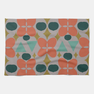 Linge De Cuisine Mi-Siècle moderne Fleur Diamant Gris