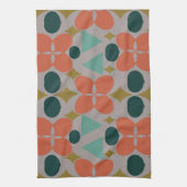 Linge De Cuisine Mi-Siècle moderne Fleur Diamant Gris (Vertical)