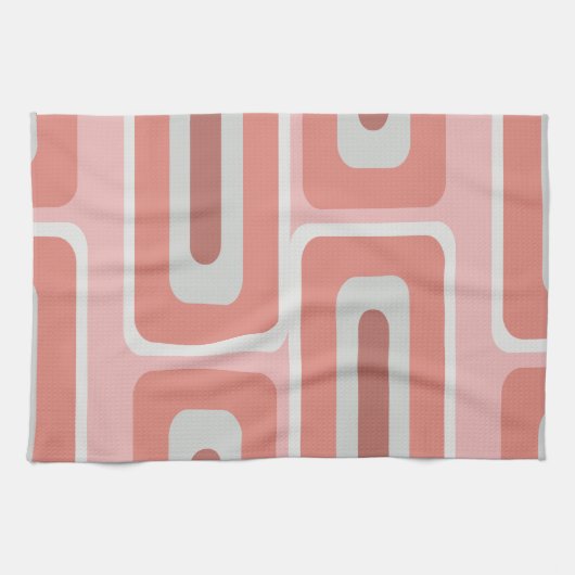 Linge De Cuisine Mi-siècle moderne Long Rectangles Saumon rose (Horizontal)